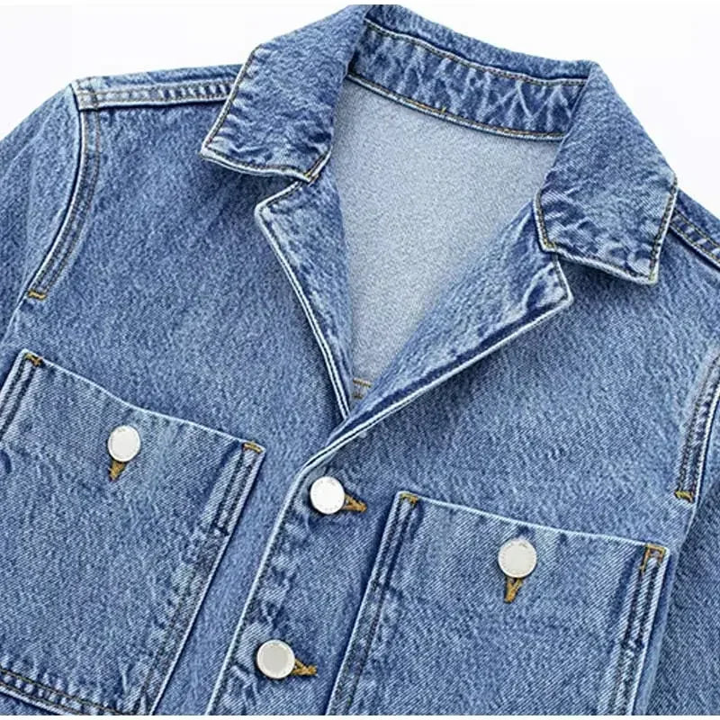 Long Sleeve Denim Jumpsuit