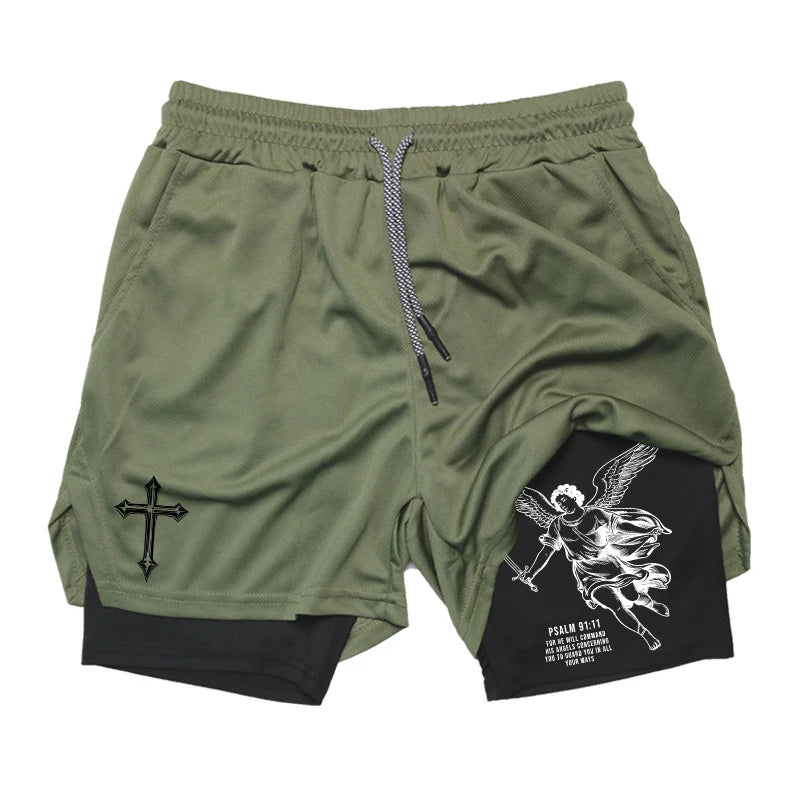Angel Cross Graphic Workout Running Shorts for Men