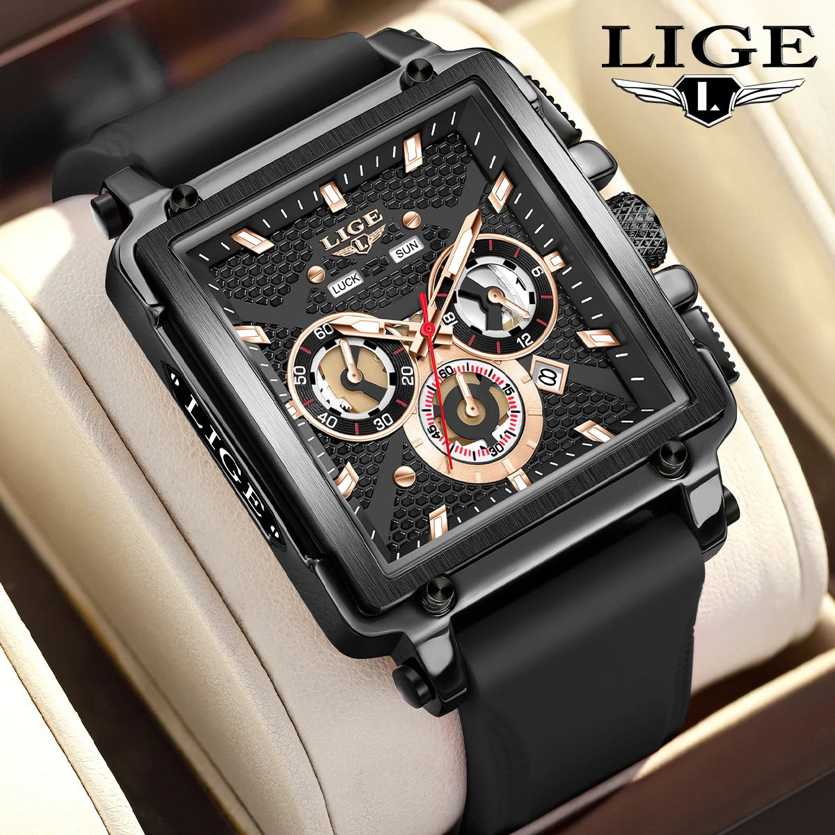 LIGE Square Man Watch