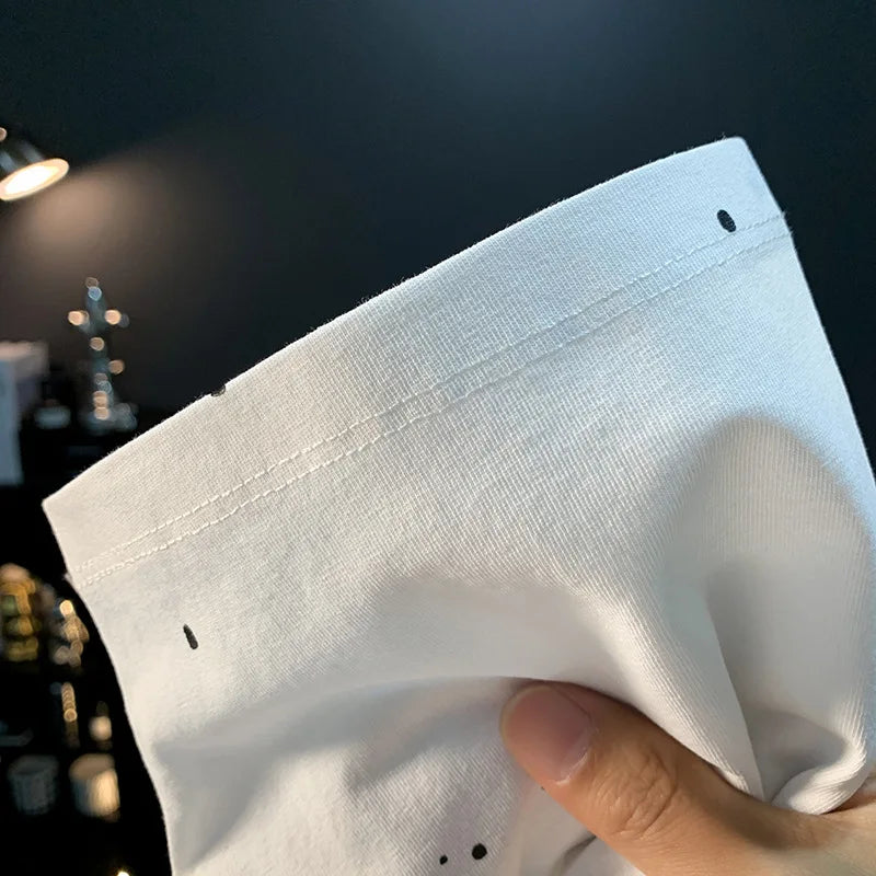 Ink embossed letter short sleeved T-shirt for men
