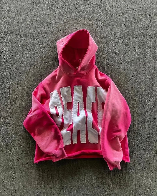 High Street Trend Vintage Alphabet Embroidery Hoodie