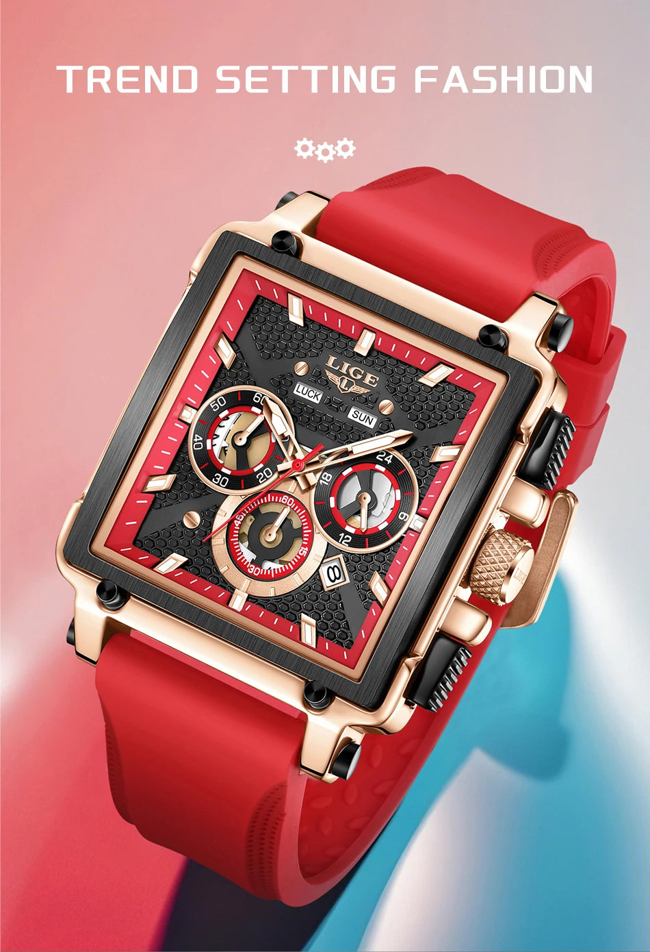 LIGE Square Man Watch