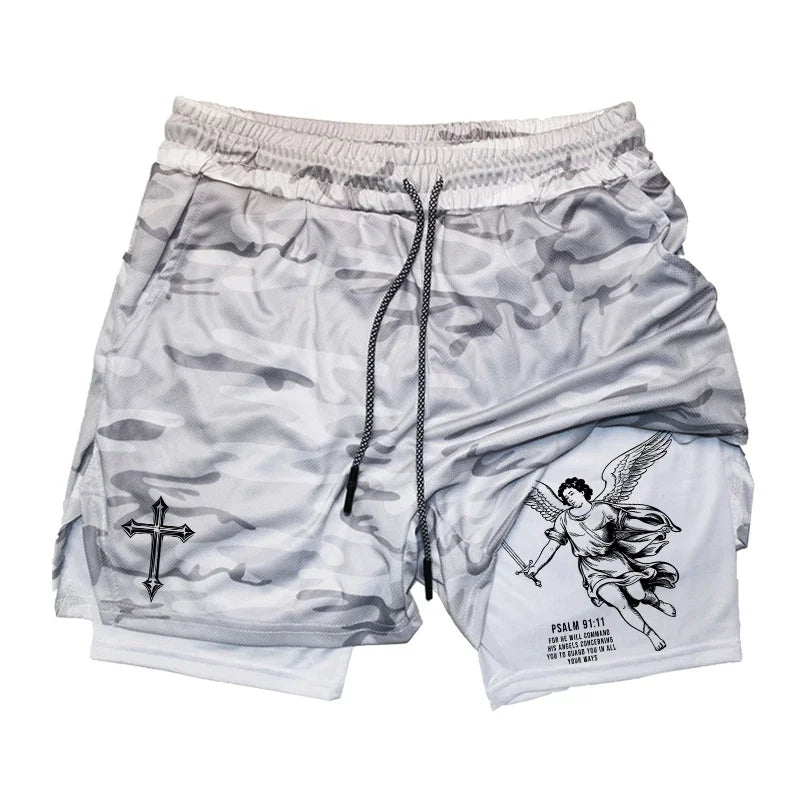 Angel Cross Graphic Workout Running Shorts for Men