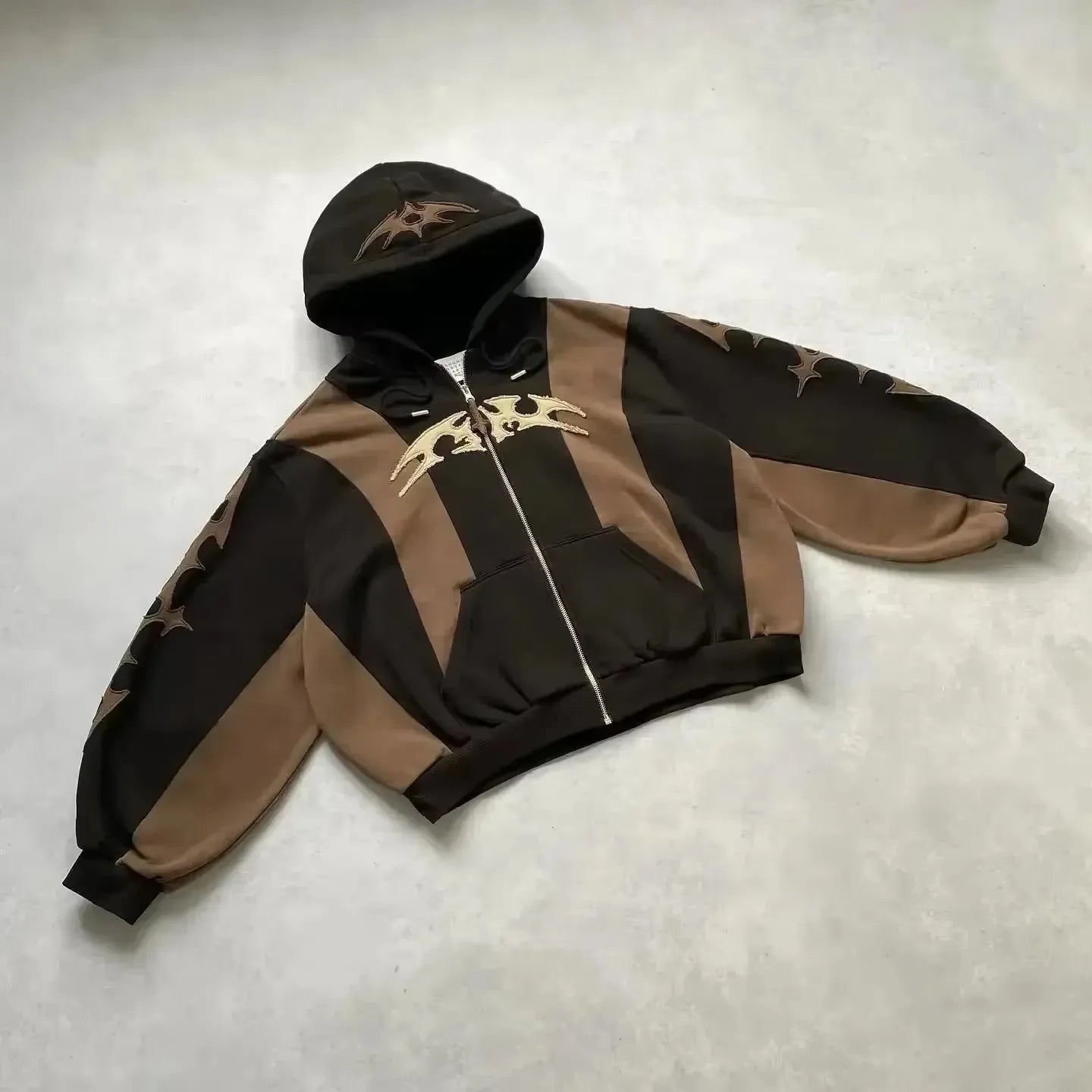 High Street Trend Vintage Alphabet Embroidery Hoodie