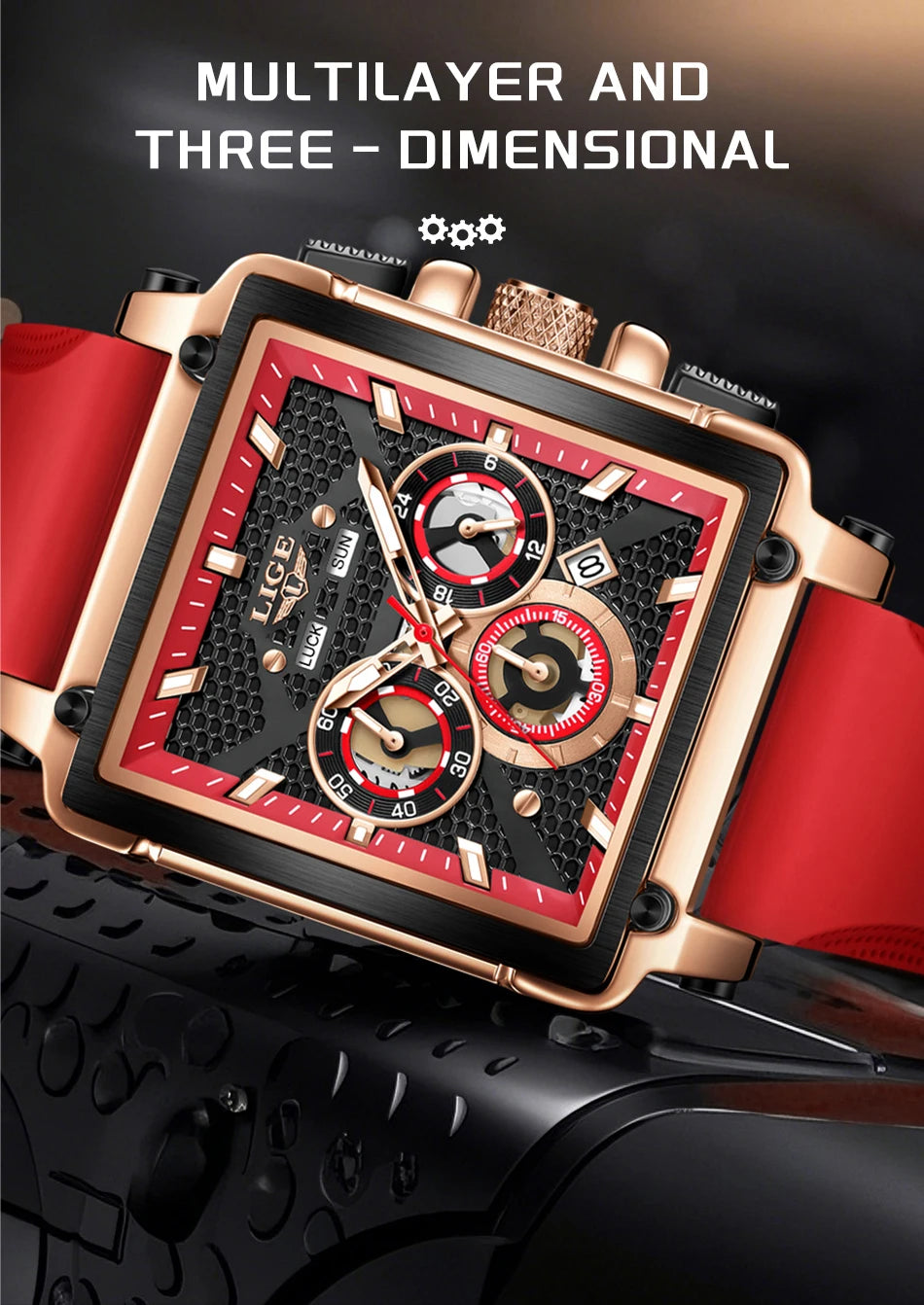 LIGE Square Man Watch