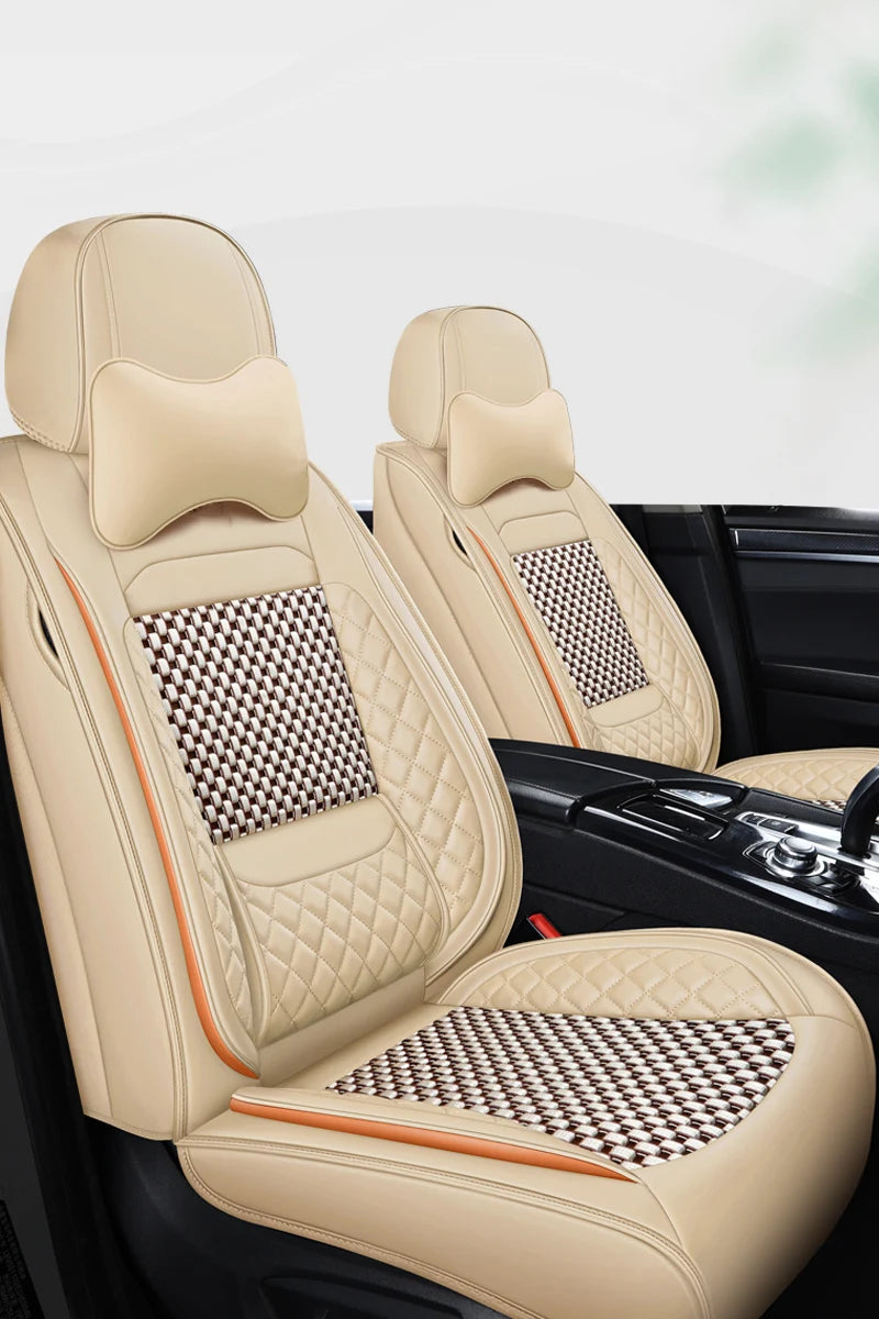 Luxury PU Leather & Ice Silk Car Seat Covers