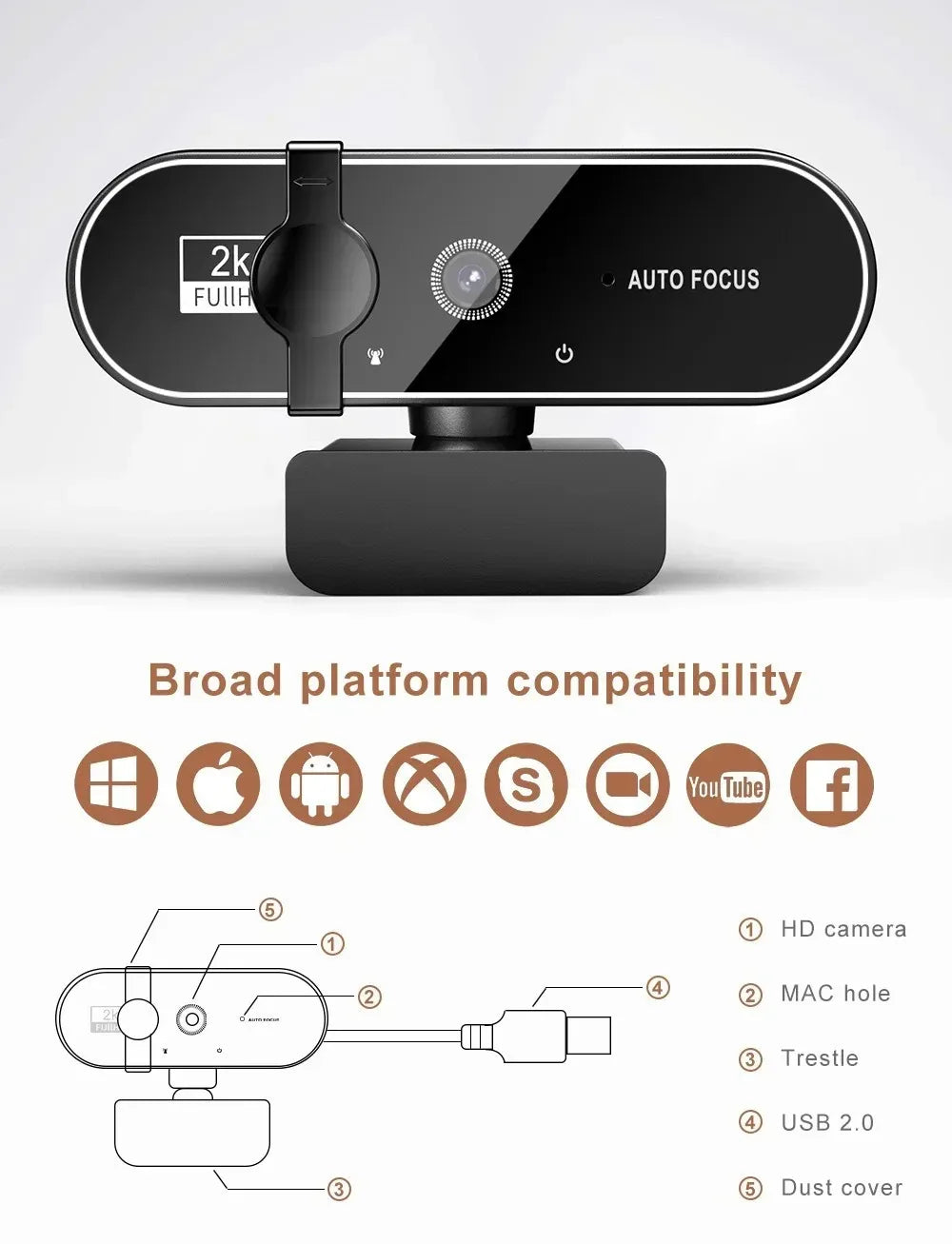 4K Autofocus Webcam Full HD