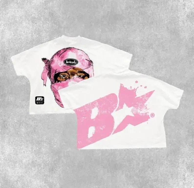 Streetwear American Retro T shirts Y2K Clothes Men Hip Hop Goddess Oversized Tshirt