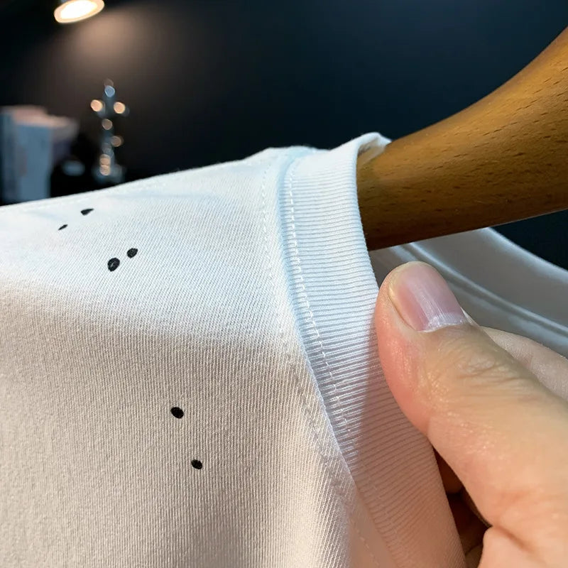 Ink embossed letter short sleeved T-shirt for men