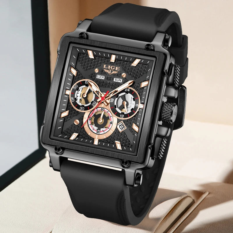 LIGE Square Man Watch
