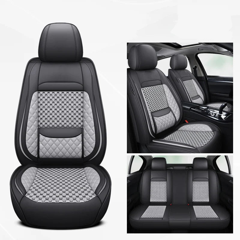 Luxury PU Leather & Ice Silk Car Seat Covers