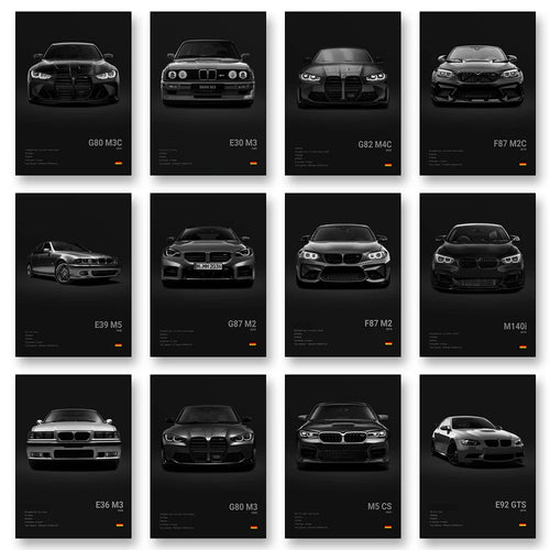 2-A1 Famous Cars G80 M3C Canvas Wall Art Print Poster E30 M3 Z8 Decorative Mural Modern Home Decor Birthday Gift Unframed