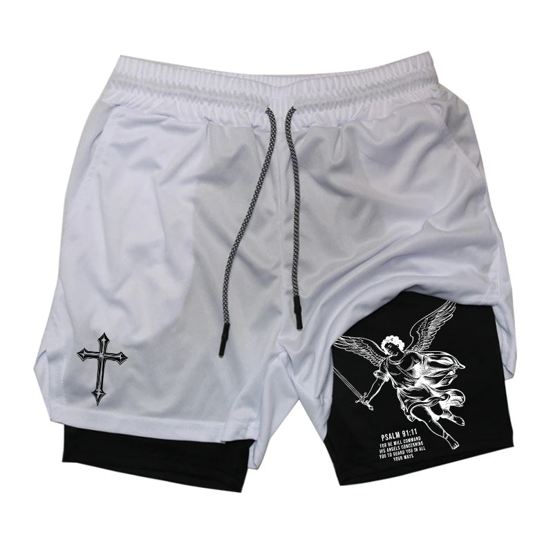 Angel Cross Graphic Workout Running Shorts for Men