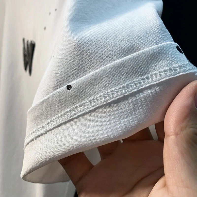Ink embossed letter short sleeved T-shirt for men