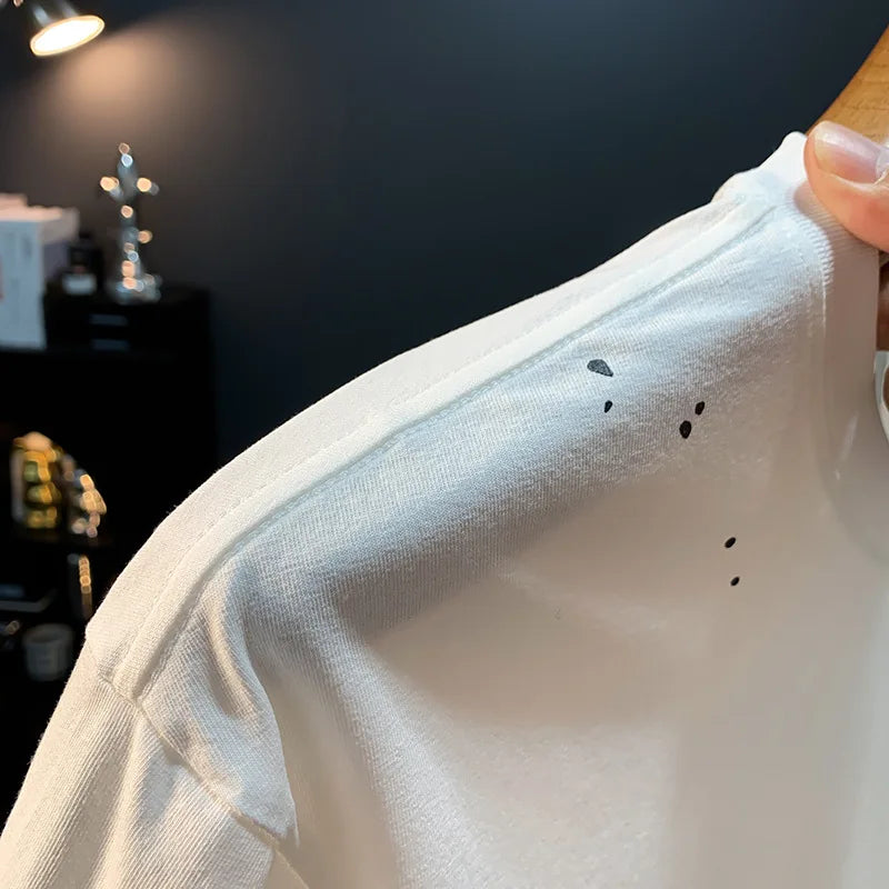 Ink embossed letter short sleeved T-shirt for men