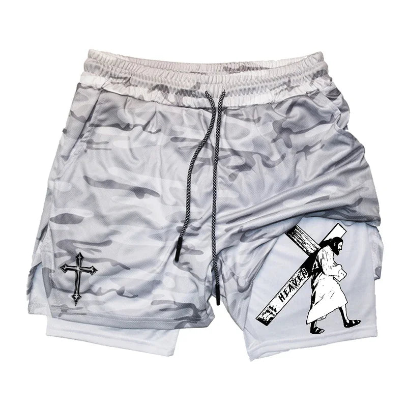 Angel Cross Graphic Workout Running Shorts for Men