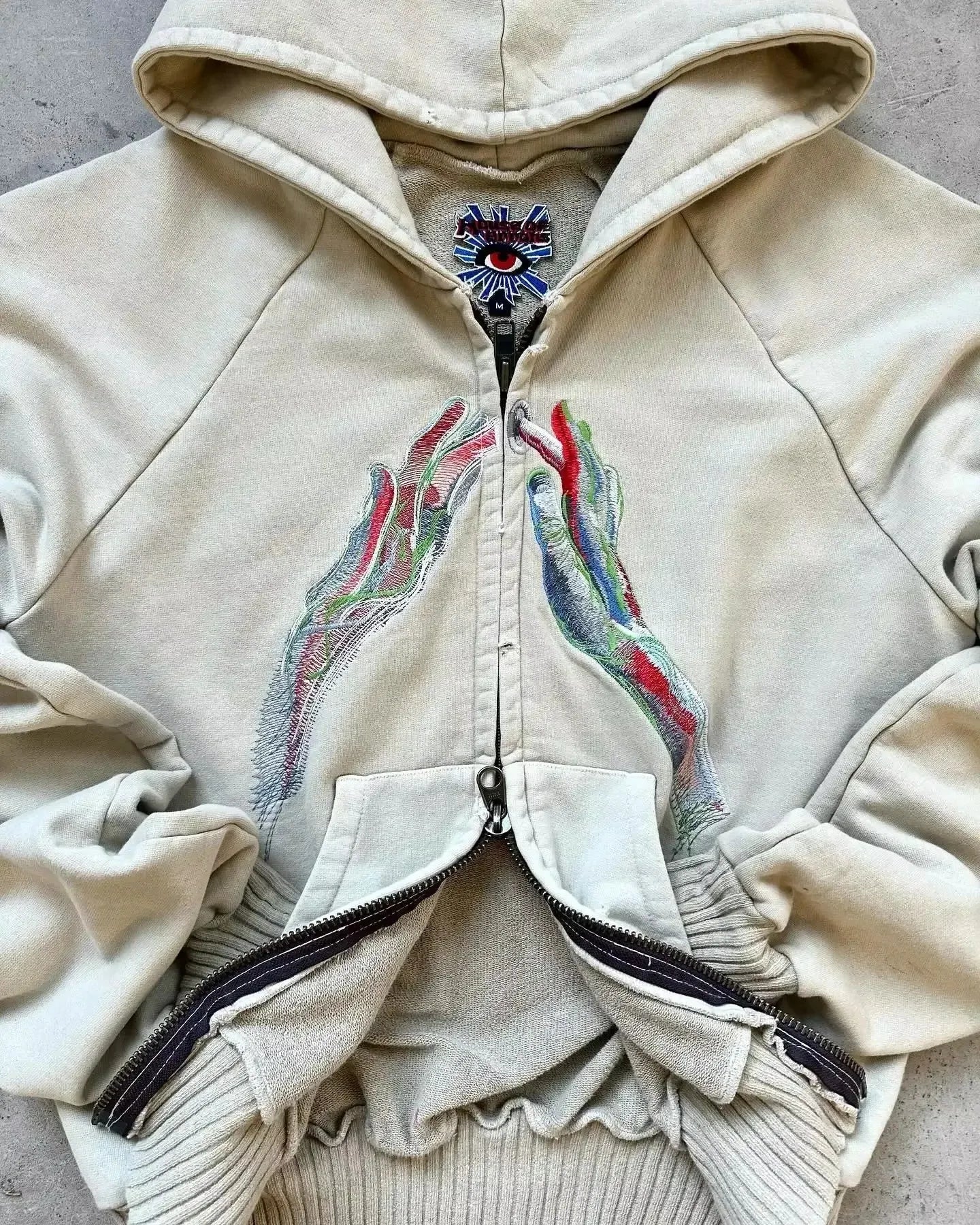 High Street Trend Vintage Alphabet Embroidery Hoodie