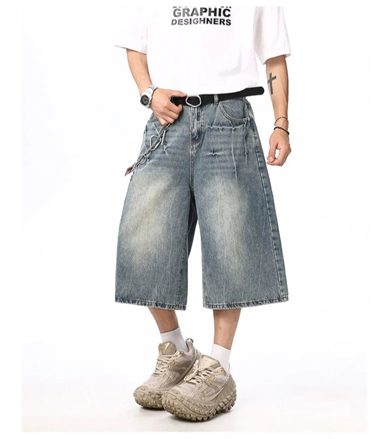 Summer New Mens Oversized Wide Shorts
