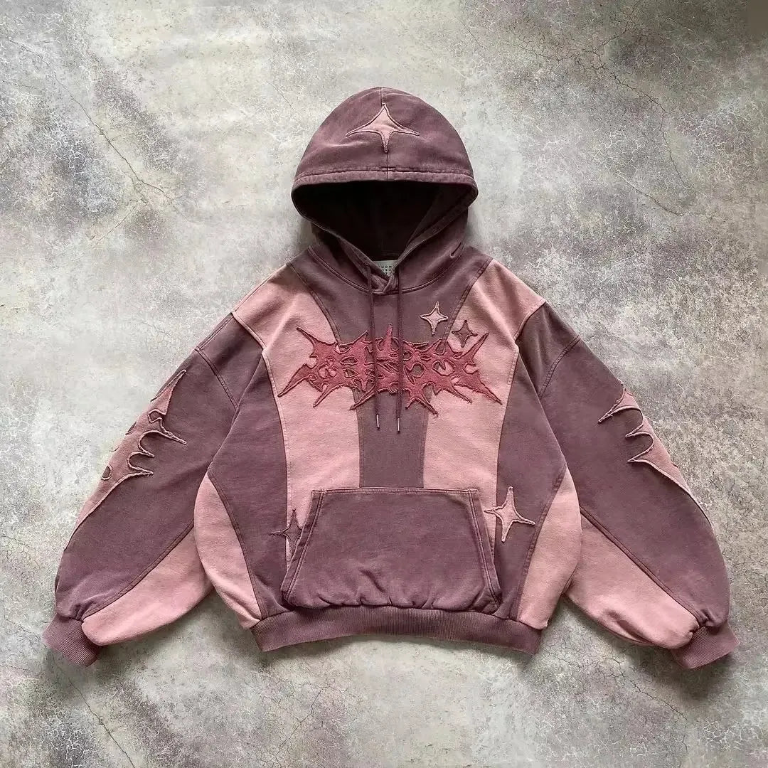 High Street Trend Vintage Alphabet Embroidery Hoodie
