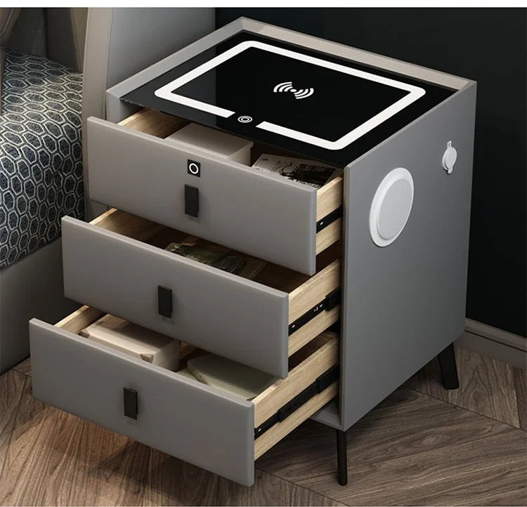 Smart Bedside Table with Wireless Charging