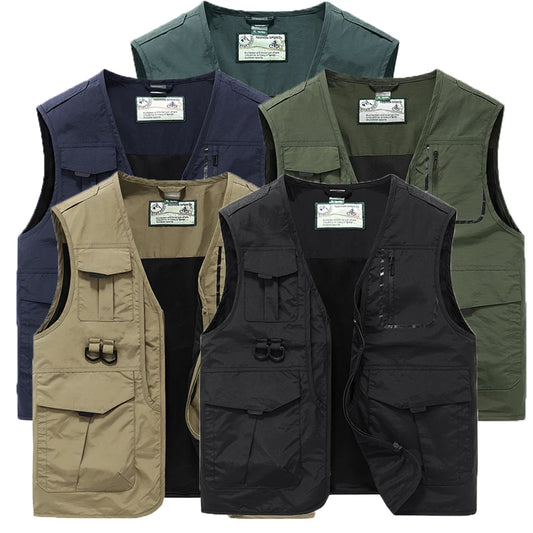 Sleeveless Many Pocket Stand Collar Vest Jackets Men