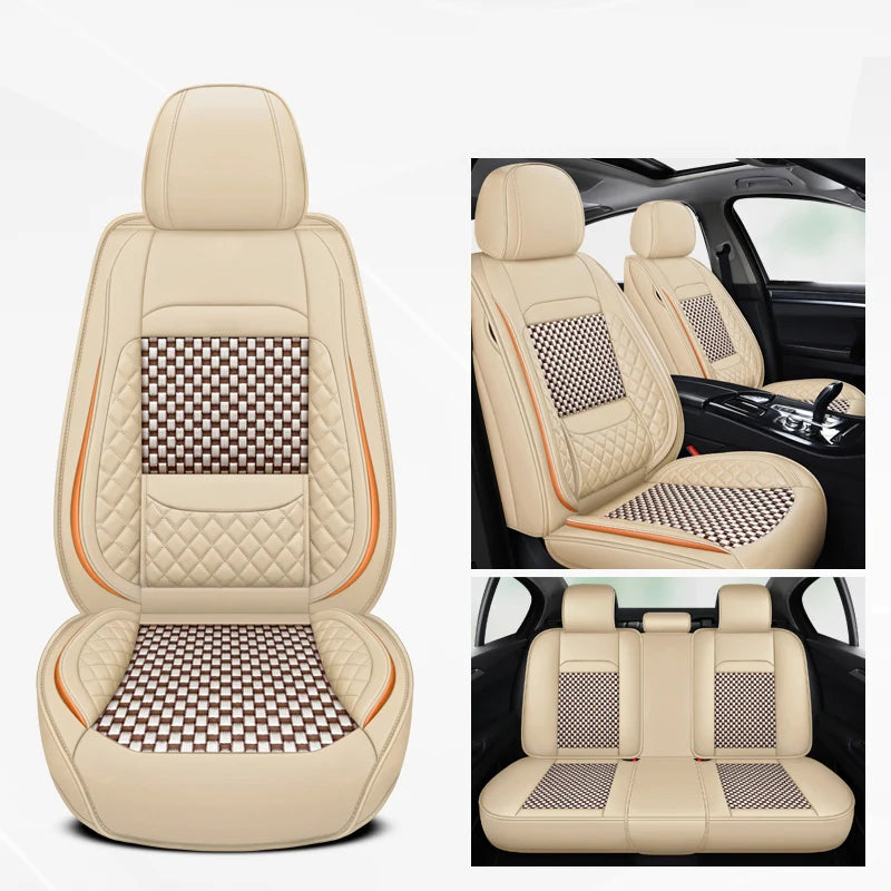 Luxury PU Leather & Ice Silk Car Seat Covers