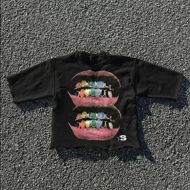 Streetwear American Retro T shirts Y2K Clothes Men Hip Hop Goddess Oversized Tshirt