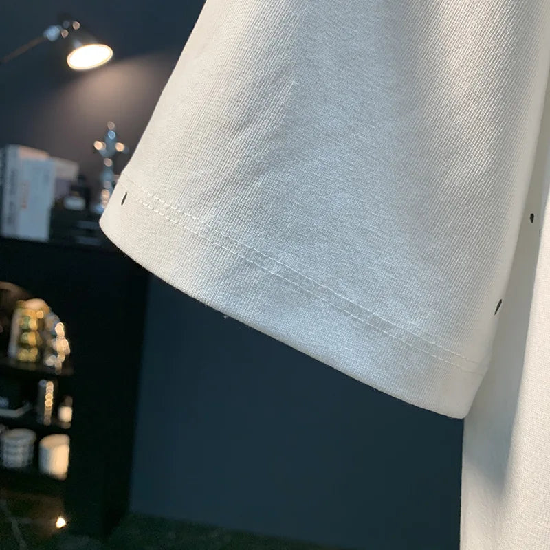 Ink embossed letter short sleeved T-shirt for men