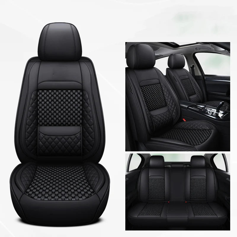 Luxury PU Leather & Ice Silk Car Seat Covers