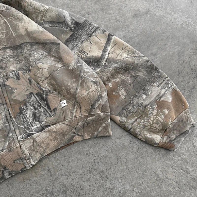 Y2K Retro zip up Hoodie Men Camouflage
