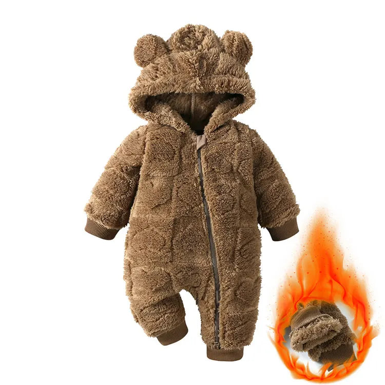 Baby Clothes Romper Long Sleeve Arctic Velvet Hooded