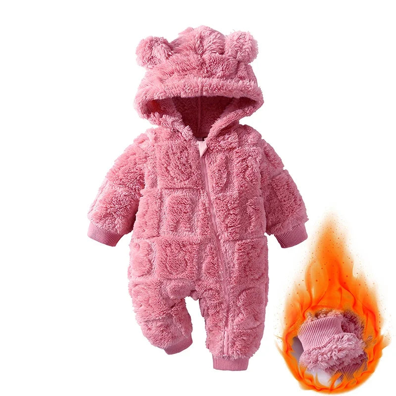 Baby Clothes Romper Long Sleeve Arctic Velvet Hooded